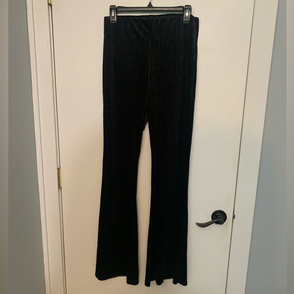 Band of Gypsies Velvet Black Textured Flare Pants Size Small